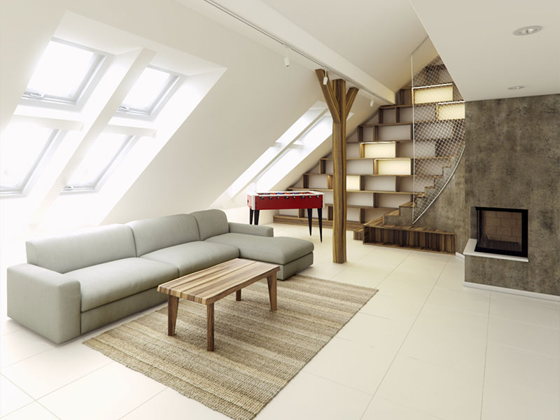 Rounded Loft Interior 3D Rendering